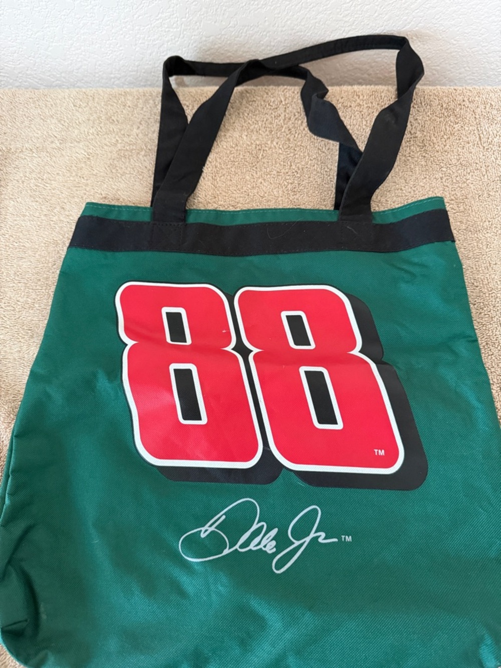 Nascar Dale Jr Green Tote Bag with Red 88 Graphic